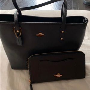 Coach Small Navy bag and matching wallet